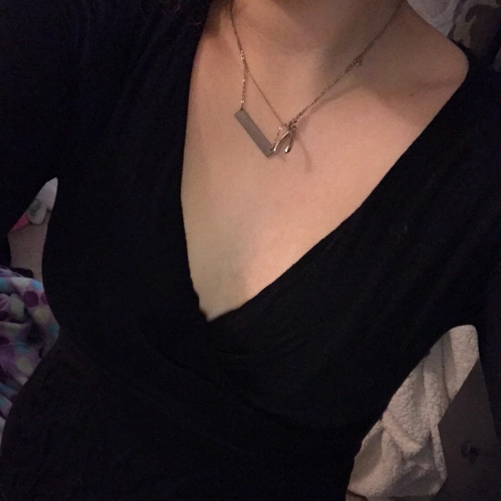 Black wrap top w/ peplum